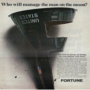1967 Fortune Magazine Who Manage the Man on the Moon Vintage Print Ad/Poster